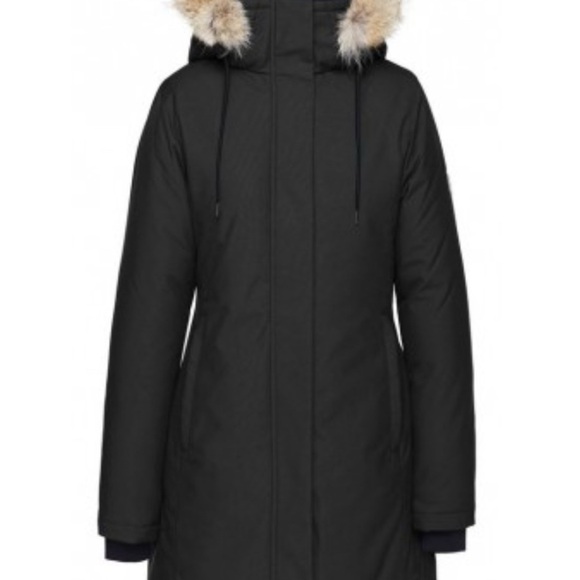 QUARTZ CO - GENIA Women's Black Hooded Parka with fur (size S) - Picture 1 of 11